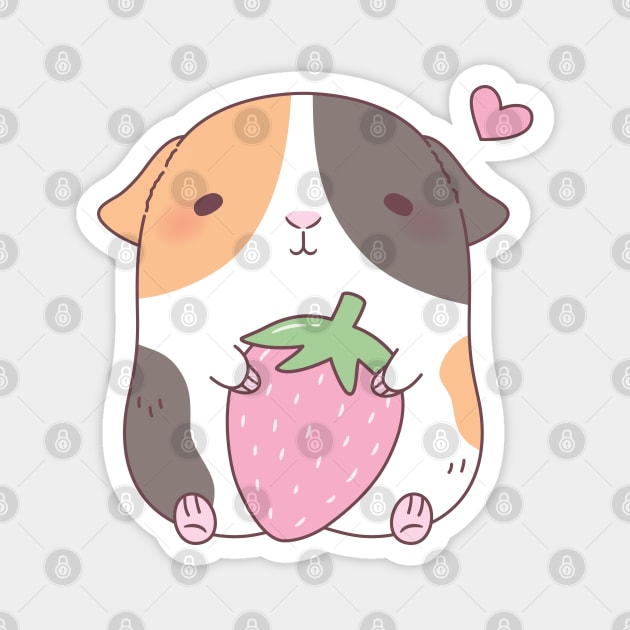 Cute Guinea Pig Loves Strawberry Magnet by rustydoodle