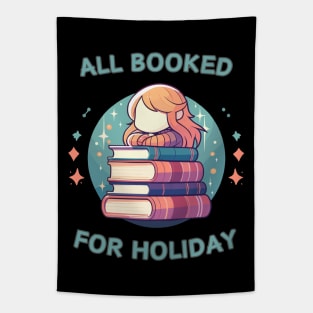 Kawaii All Booked For Holiday Christmas Tapestry