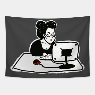 accountant. businesswoman. plump cute funny young woman Tapestry