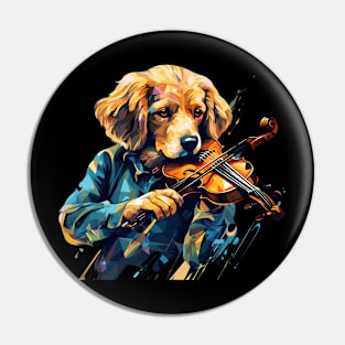 Dog playing violin Pin