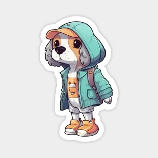 A cute dog wearing street fashion Magnet