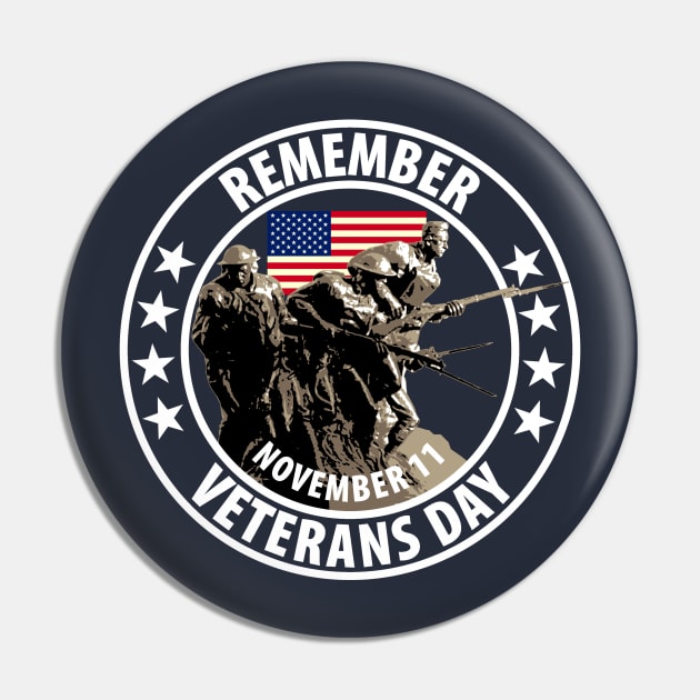 Remember Veterans Day Pin by cartogram