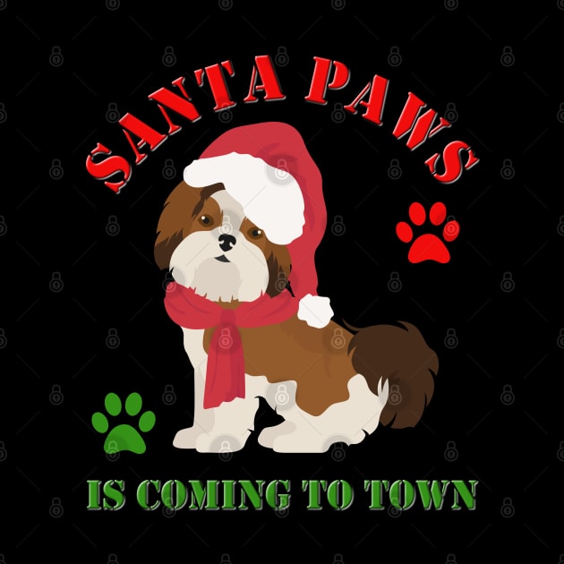 Santa Paws Is Coming To Town, Santa Clause Is Coming To Town, Christmas, Xmas, Presents, Dog Christmas, Dog Xmas, Funny Animal Christmas, by DESIGN SPOTLIGHT