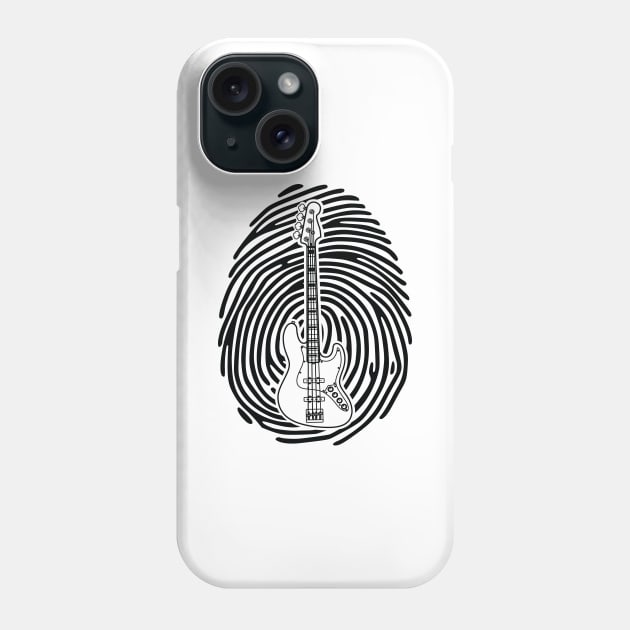 Fingerprint Bass Guitar Outline Light Theme Phone Case by nightsworthy