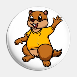 Cute Anthropomorphic Human-like Cartoon Character Marmot in Clothes Pin