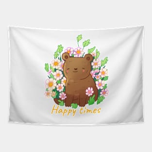 Cute bear happy times Tapestry