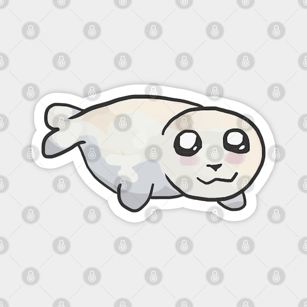 Happy baby seal puppy smiling Magnet by azaswi