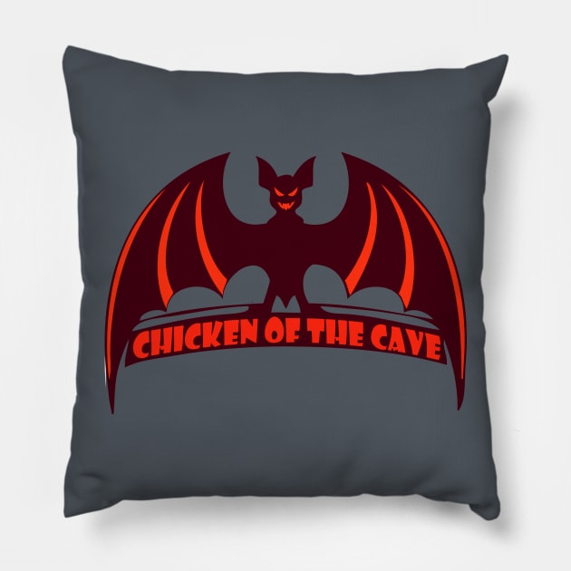 chicken of the cave Pillow by retroracing