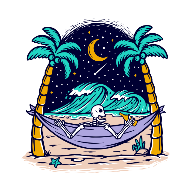 A skeleton spending the night by the sea by Dawaly