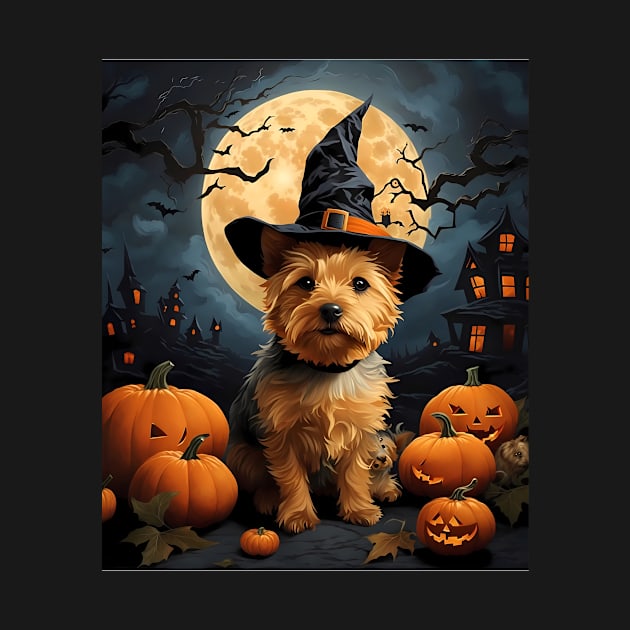 Aesthetic Halloween Norwich Terrier Dog Witch Pumpkin Horror Nights Custom by Fox Dexter