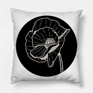 Poppy Pop Art (Black & White) Pillow