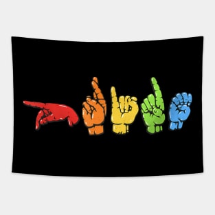 LGBT Pride Sign Language Deaf Mute Learning ASL  Flag Tapestry