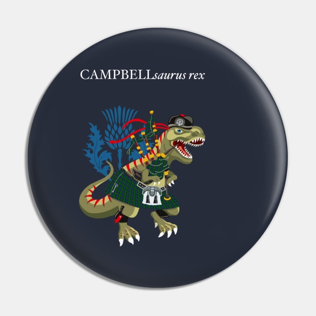 Clanosaurus Rex CAMPBELLsaurus Campbell Ancient Blue Family Tartan Pin by BullShirtCo