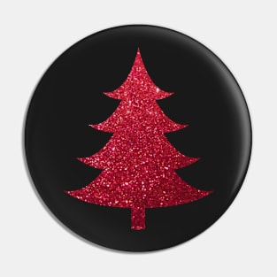 Minimalistic Red Faux Glitter Christmas Tree Pin