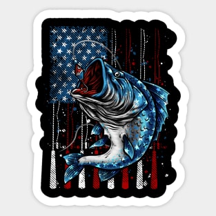 Fishing Rod Us Flag Stickers for Sale