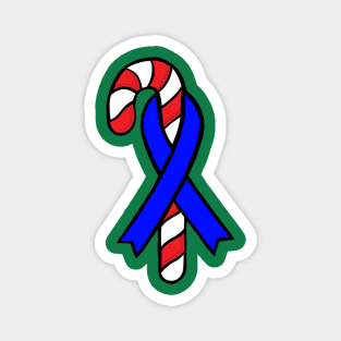 Candy cane awareness ribbon (Blue) Magnet