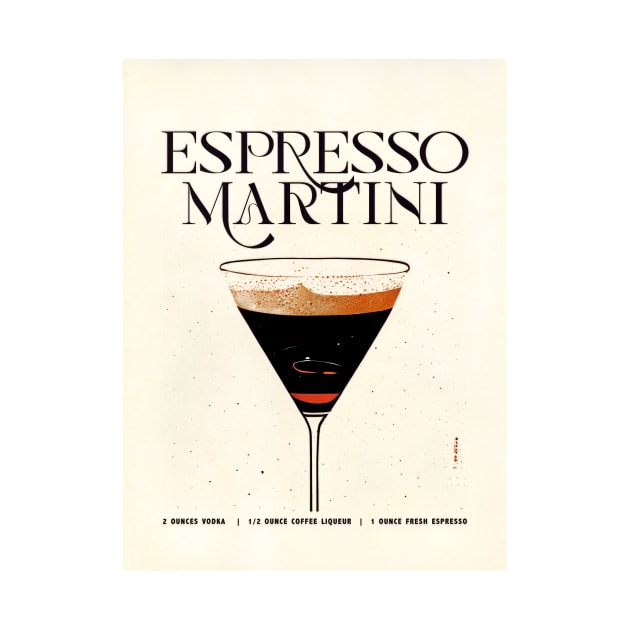 Espresso Martini Retro Poster 1970s Coffee Bar Prints, Vintage Drinks, Recipe, Wall Art by BetterManufaktur