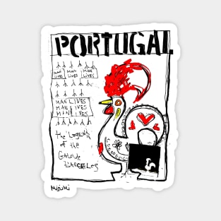 Portuguese Rooster Doodle Black Magnet