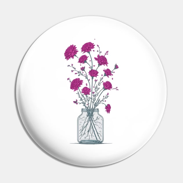 Cosmic Flowers in a Mason Jar Pin by Yolanda.Kafatos