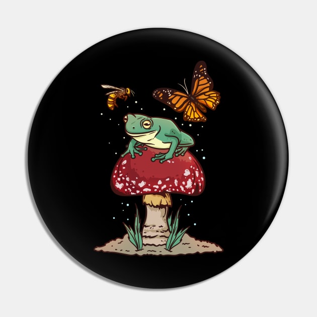 Mushroom Frog Mariposa Butterfly Bee Pin by KAWAIITEE