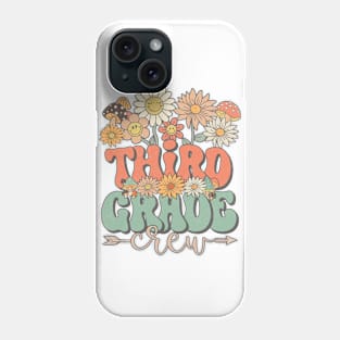 Back To School Retro Groovy Wildflower Third Grade Crew Funny Teacher Girls Phone Case