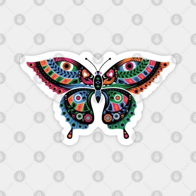 Tribal Butterfly Magnet by Lucie Rice Illustration and Design, LLC