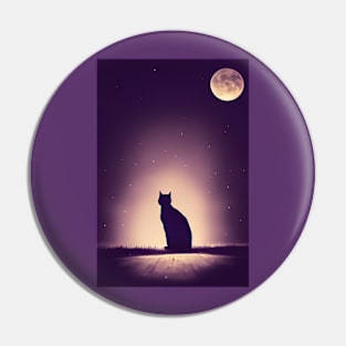 Mystical Cat in the Moonlight Pin