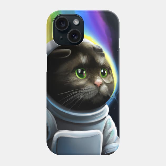 Rainbow Space Cat Phone Case by Oviseon