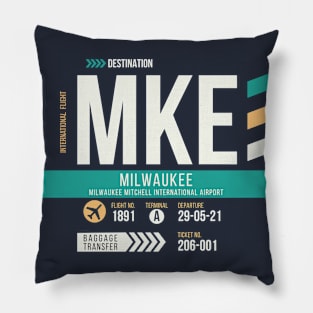 Milwaukee (MKE) Airport Code Baggage Tag Pillow