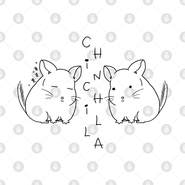 Minimal Cute Chinchilla Logo Black White Art by Marinaaa010