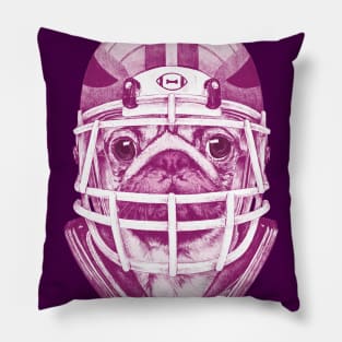 American Pug Football Purple Pillow