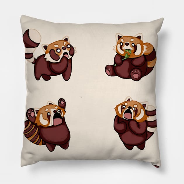 Red Pandas Pillow by KatherineBlowerDesigns