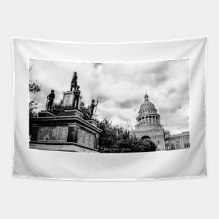 Austin - Capital Of Texas -  Black and White Tapestry