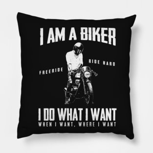 I Am A Biker Mens Funny Motorcycle White Pillow