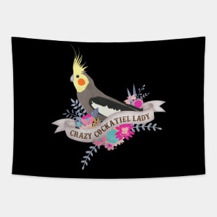 Crazy Cockatiel Lady Tapestry