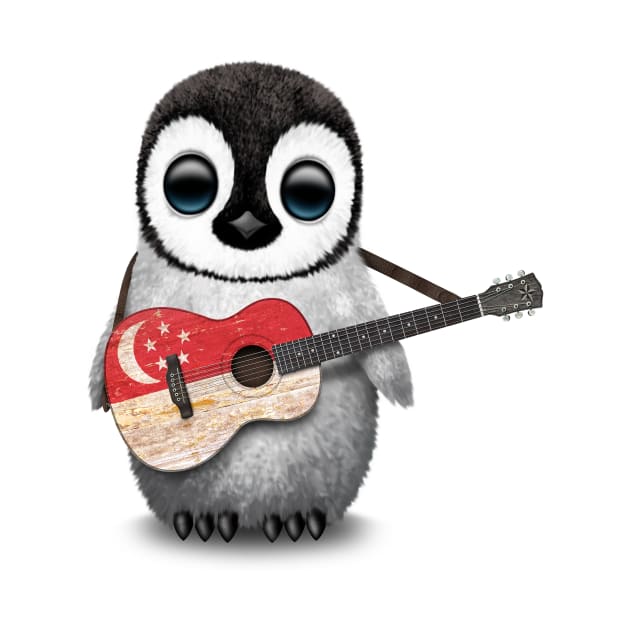 Baby Penguin Playing Singapore Flag Guitar by jeffbartels