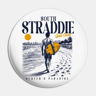 Vintage Surfing South Straddie, Gold Coast, Australia // Retro Surfer Sketch // Surfer's Paradise Pin