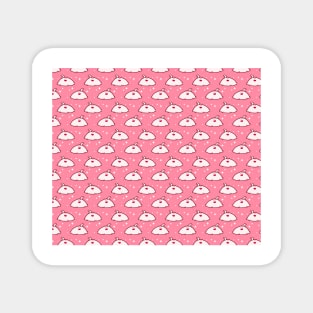 Fat White Cat Pink Pattern Magnet