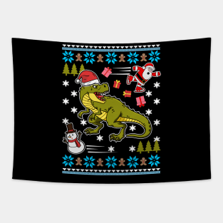 Funny Dinosaur Christmas Sweater Tapestry