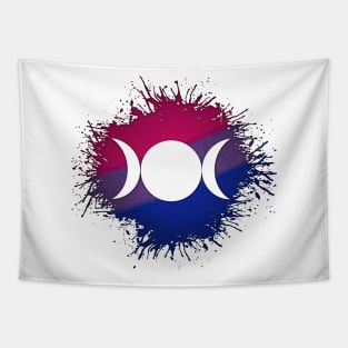 Paint Splatter Bisexual Pride Flag Triple Goddess Moon Tapestry