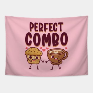 Perfect Combo Kawaii Coffee Cup and Muffin Tapestry