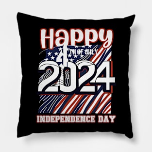 4 th of July Happy Independence Day 2024 Pillow