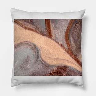 Abstract Oil Painting Purple Taupe Ochre 1c7 Pillow