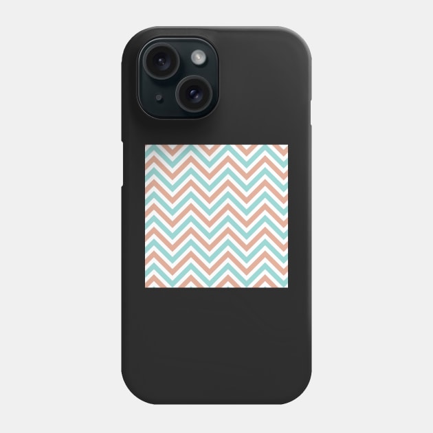 Peach Blue Chevron Multi-color Pattern Phone Case by 2CreativeNomads