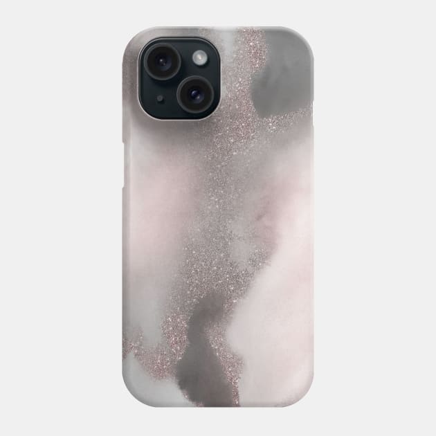 Pink and Grey Marble Swirl Glitter Sparkle Phone Case by Jim N Em Designs