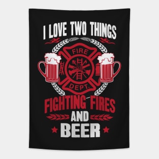 Firefighter And Beer Lover Tapestry