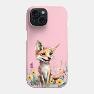 Cute floral jackal on the field gift ideas for kids and adults Phone Case