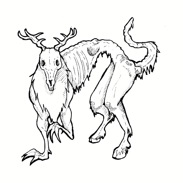 Inktober Wendigo Cryptid by UntidyVenus