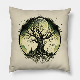 Tree of Life Under the Moon Connection, Life, Magic, Mystery Pillow