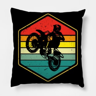 Vintage Motocross Dirt Bike Biker Retro Motorcycle Pillow